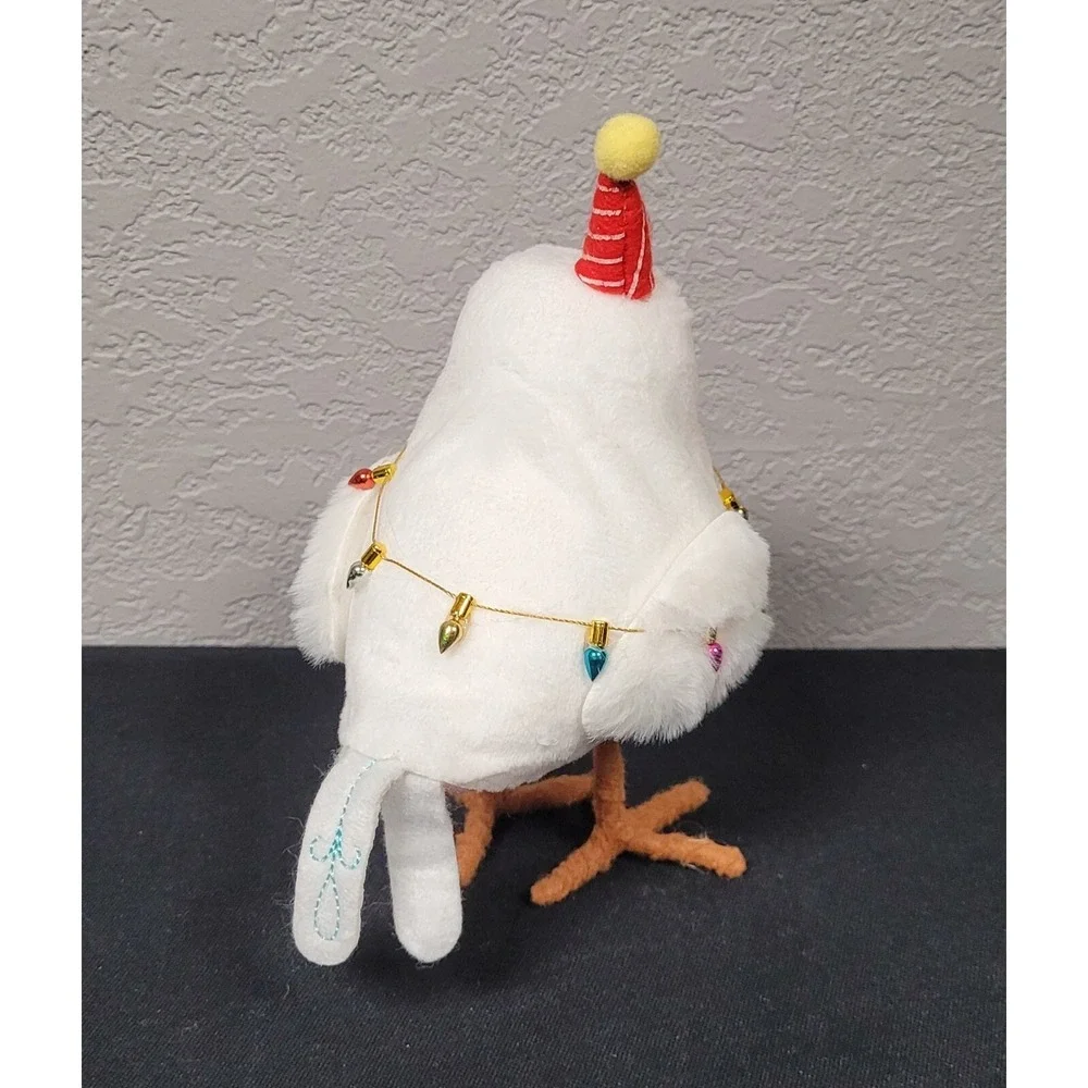 Featherly Friends Fabric Bird Christmas Figurine with String Lights Tinsel 2023
